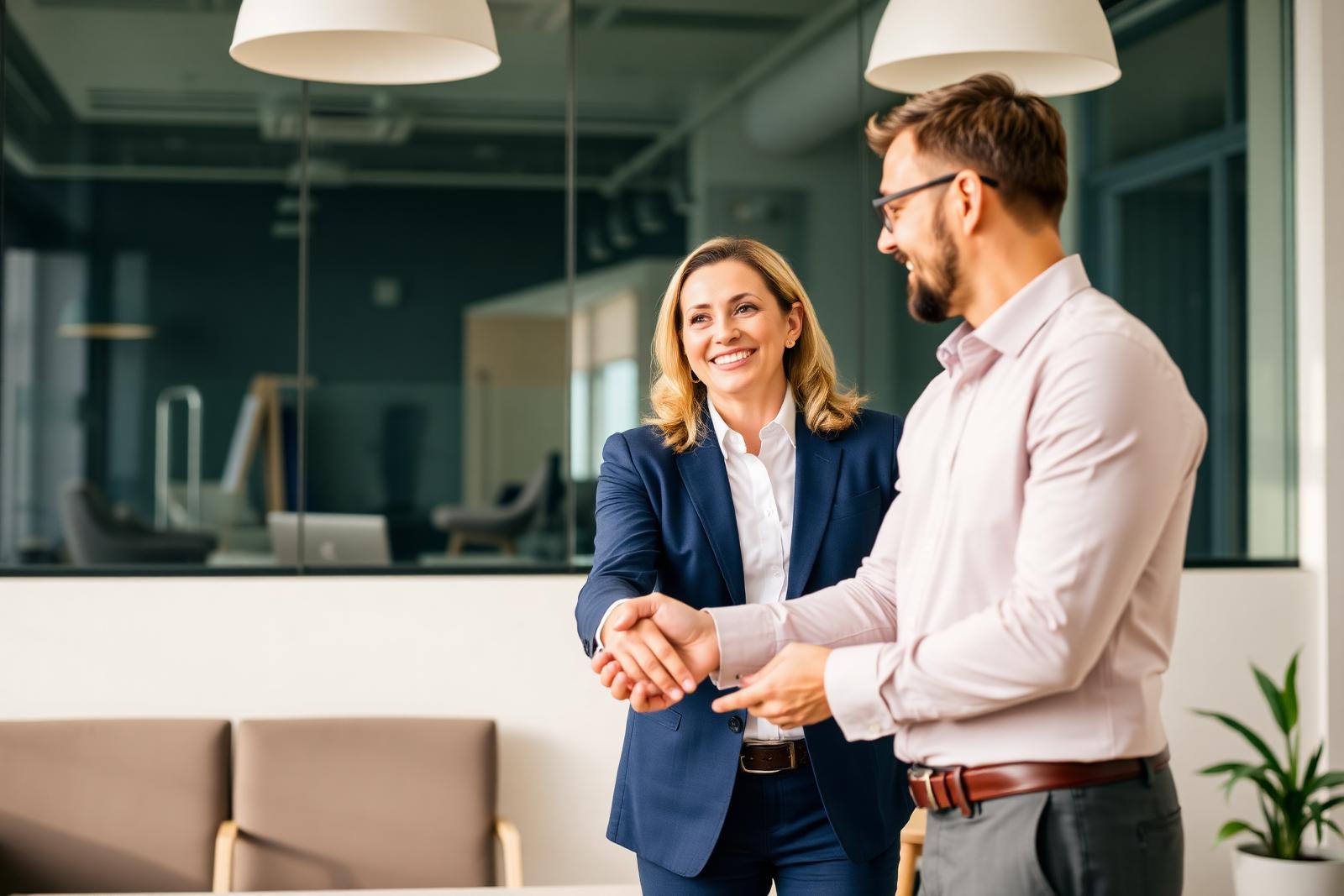 Business professionals shaking hands